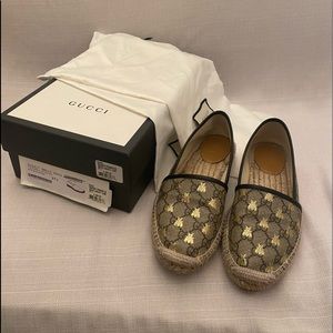 Gucci coated espadrilles flats with bee EUC in box